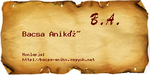 Bacsa Anikó névjegykártya